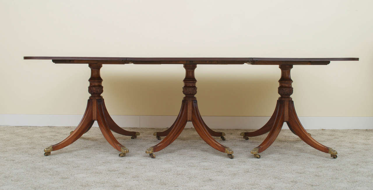 19th Century Regency Triple Pedestal Dining Table 1